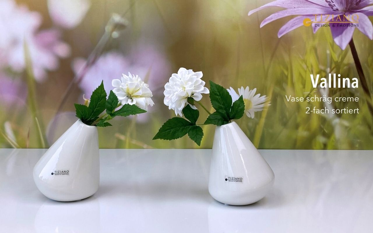 Vase schräg "Vallina" creme