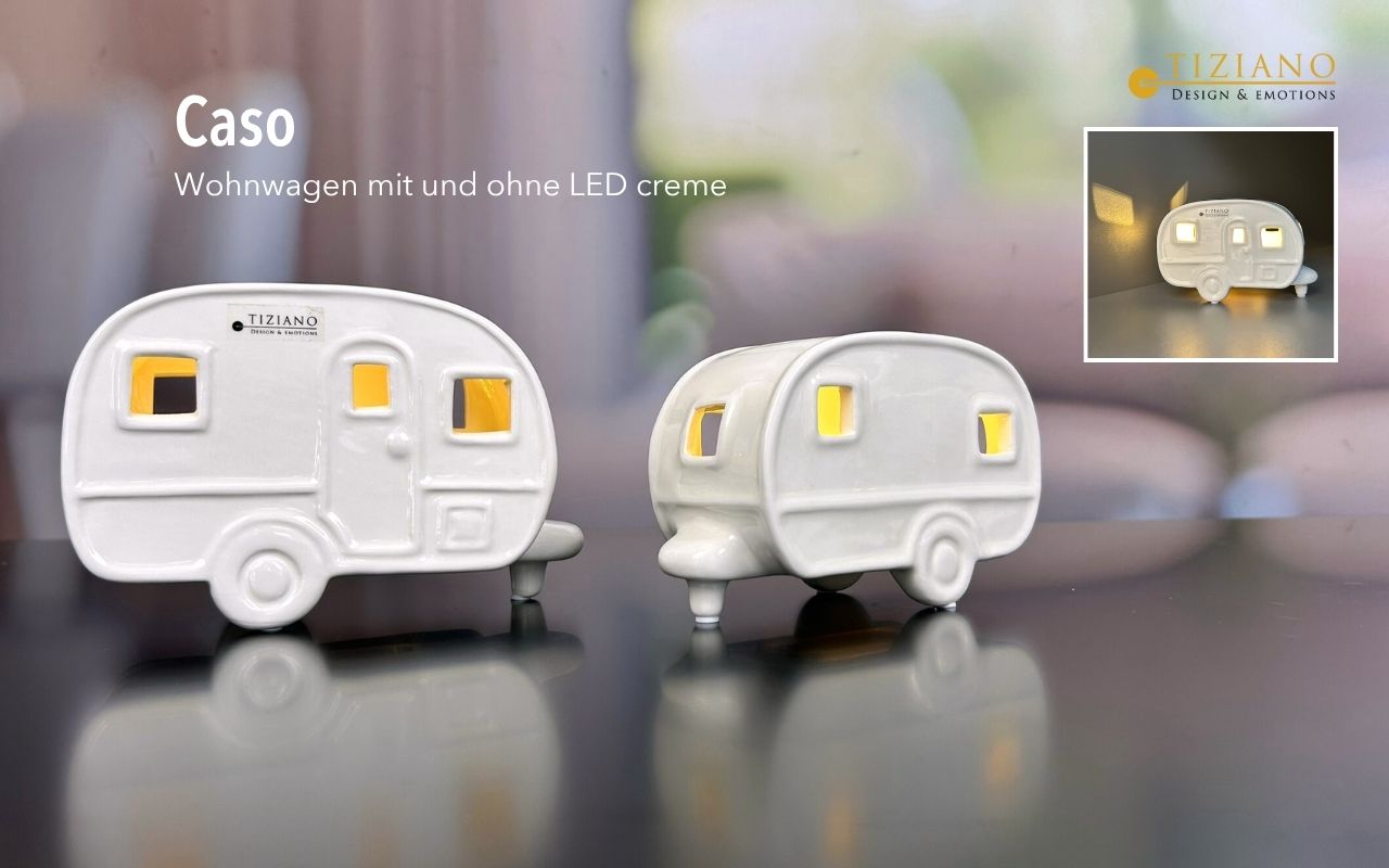 Tiziano Deko-Wohnwagen Caso LED creme glänzend mit Timerfunktion, in 2 Größen