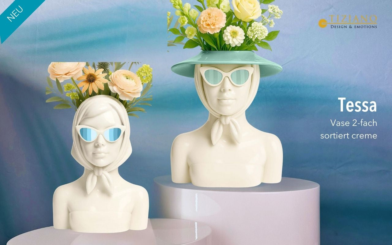Tiziano Vase & Büste Tessa – stilvolle Eleganz mit maritimem Flair, 2Varianten/ 2Größen
