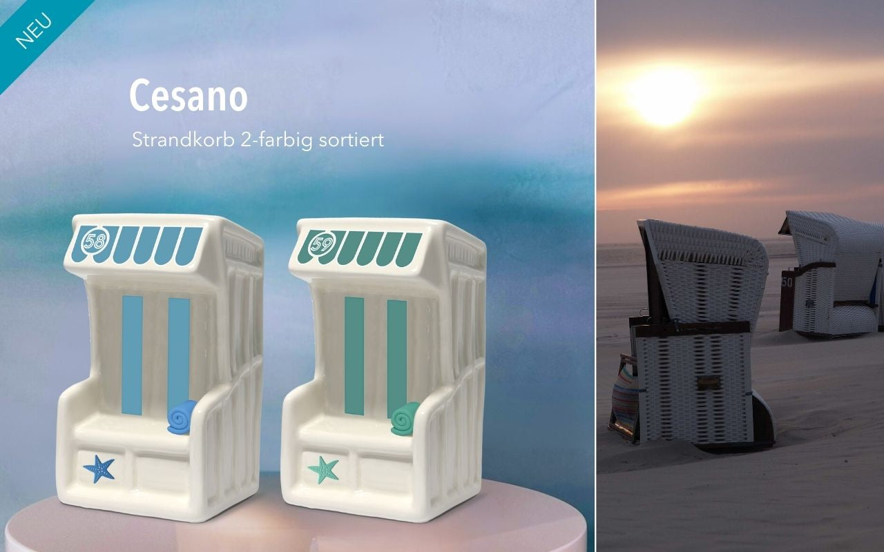 Tiziano Deko-Strandkorb Cesano zweifarbig, 2 Varianten
