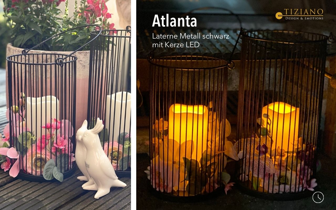 Tiziano LED-Kerze im schwarzen Metallhalter, 3 Größen